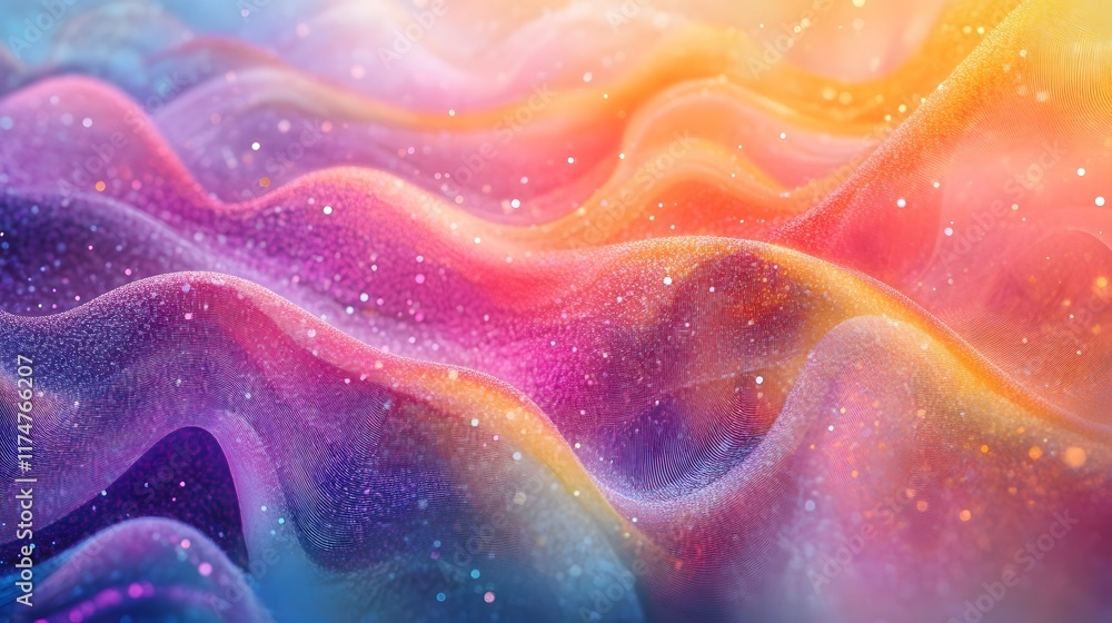 Poster captivating abstract image showcasing a vibrant cosmic nebula with glowing aurora swirling celestial