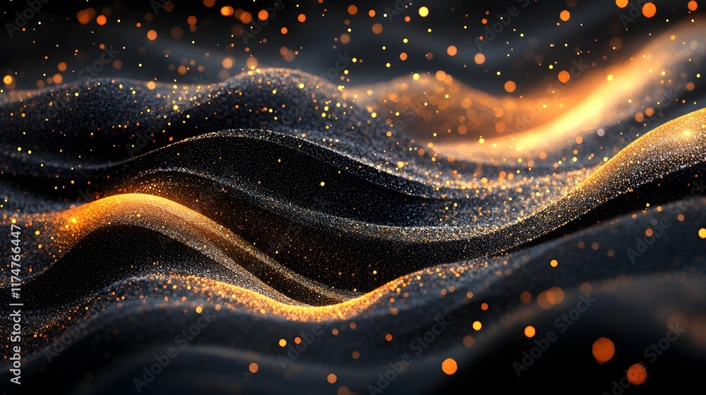 Poster mesmerizing cosmic waves of glowing shimmering energetic particles flowing through the ethereal drea