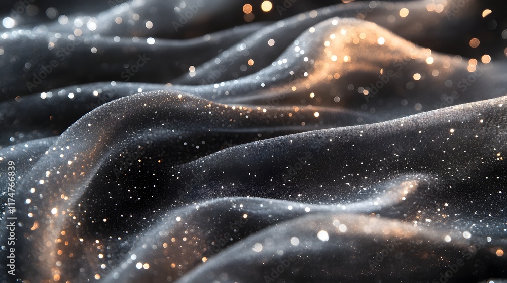 Poster mesmerizing abstract background with shimmering waves of luminous glitter sparkling light and prisma
