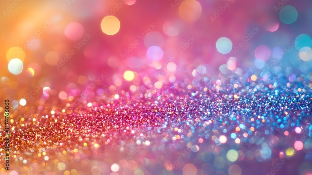 Poster dazzling multicolored glitter sparkles shimmering on vibrant gradient background with ethereal lumin