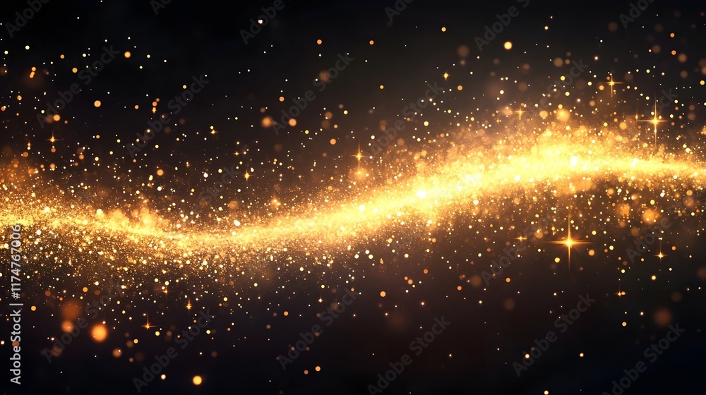 Poster shimmering sparkling stardust cosmic energy bursting with radiant luminous glowing effects in a star