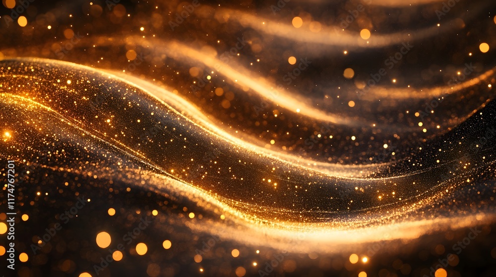 Poster mesmerizing cosmic shimmer of glowing ethereal waves and sparkling lights a captivating abstract bac
