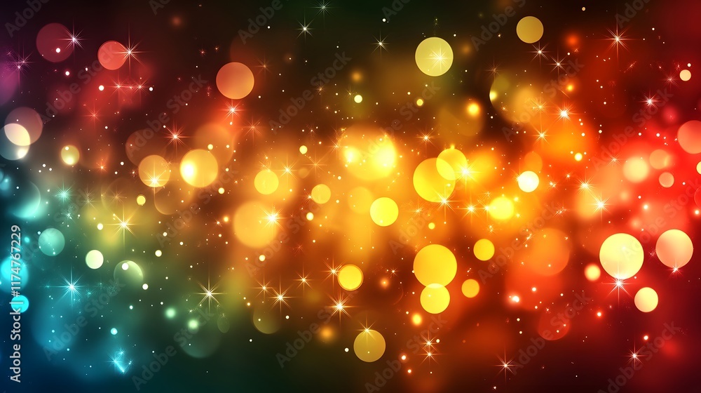 Poster mesmerizing celestial glow vibrant abstract bokeh lighting background with shimmering orbs sparkling