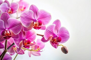 Obraz premium Blooming Pink Orchids: Elegant Floral Background with Copy Space for Text