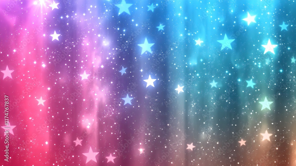 Poster mesmerizing abstract background of a sparkling cosmic nebula with a swirling galaxy glittering stars