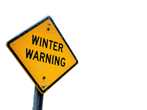 Winter Warning Sign on Black Background