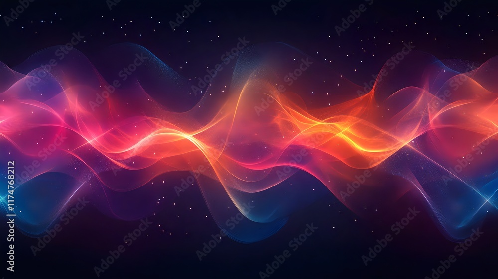Poster vibrant and dynamic swirling waves of colorful cosmic energy and movement create a mesmerizing futur