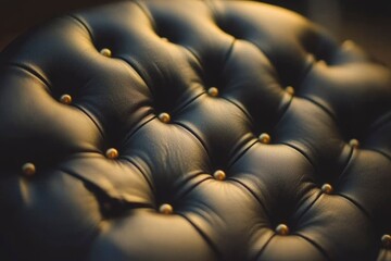 Fototapeta premium Luxurious Black Leather Upholstery Button Detail