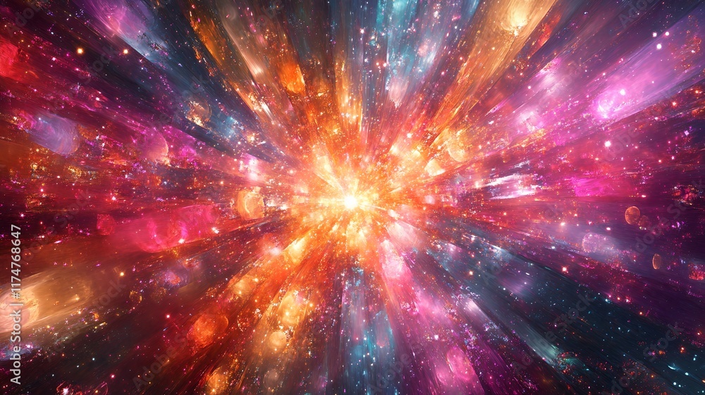 Poster cosmic explosion of vibrant interstellar nebula and galactic swirls in the mysterious universe an ab