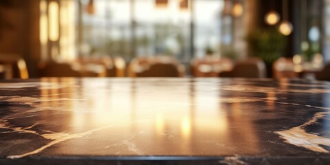 Wooden table surface, blurred restaurant background, warm glowing lights, bokeh effect, intimate atmosphere, cozy dining setting, soft focus, evening ambiance, rustic decor, empty tabletop, reflective
