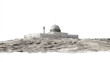The Dome of the rock, Al-Aqsa Mosque, Jerusalem , Palestine.isolated on white 