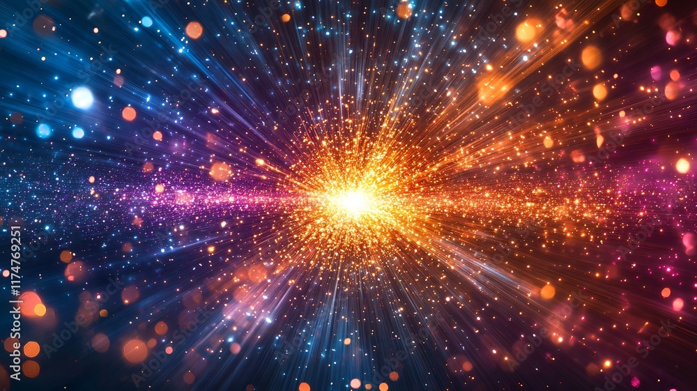 Aufkleber breathtaking cosmic explosion of mesmerizing colorful radiant energy and bright dazzling light in th
