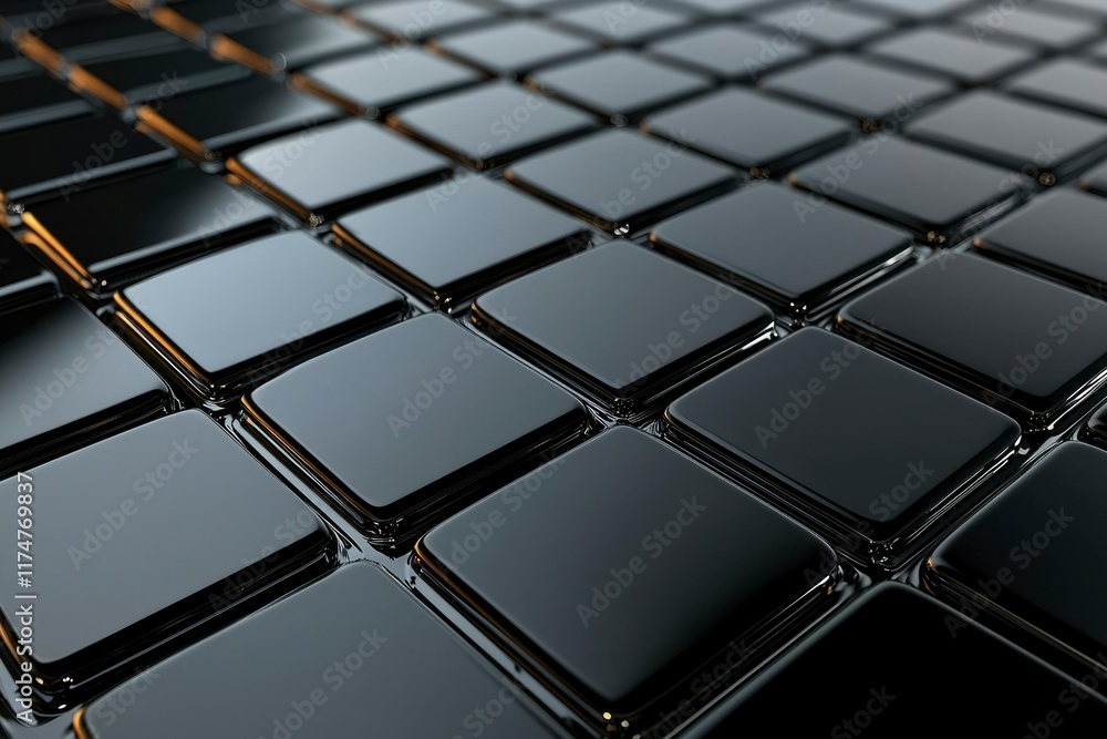 Poster black shiny square tiles pattern abstract design