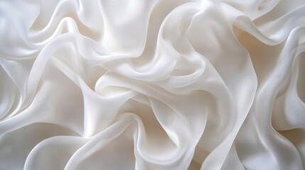 Obraz premium White abstract festive background with elegant soft folds of luxurious silk satin fabric, creating a beautiful drapery border and ample copy space for wedding designs