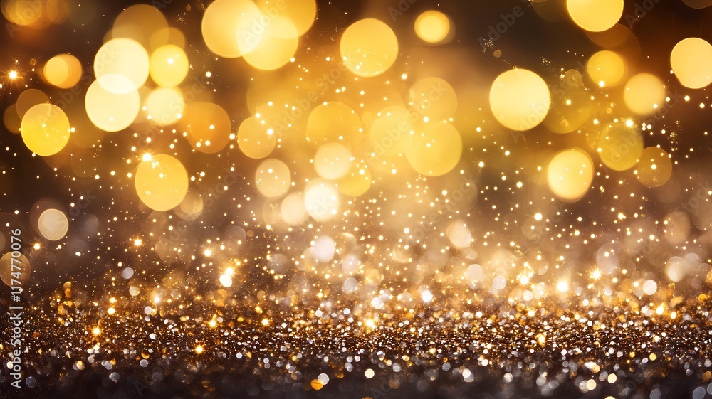 Poster stunning glittering golden bokeh lights backdrop with dazzling sparkles shimmery glow and luminous r