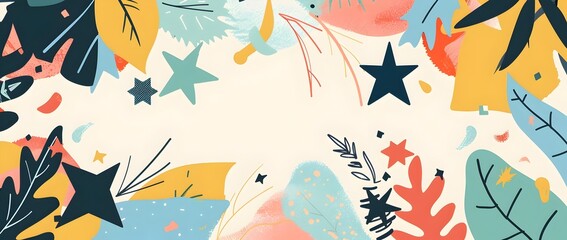 Obraz premium Colorful Abstract Floral Botanical Leaves Shapes Geometric Patterns Nature Inspired Vibrant Design