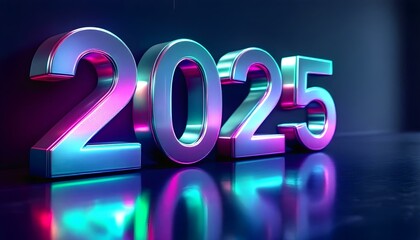stylish futuristic 3D 2025 year text effect