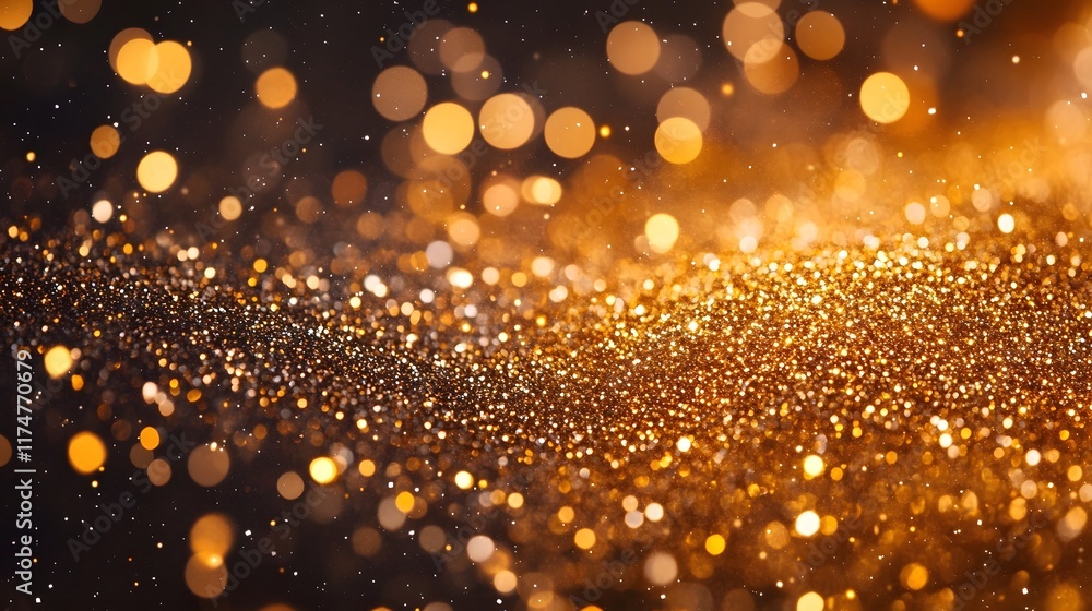 Aufkleber mesmerizing golden glitter lights shimmering in the darkness creating a captivating and enchanting a