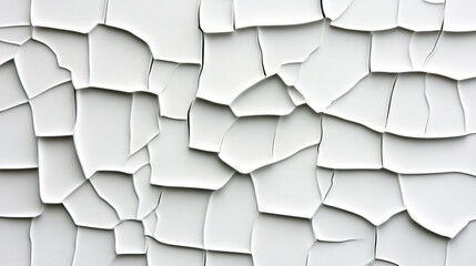 Cracked Paint Texture: An abstract close-up showcasing a detailed texture of cracked white paint, creating a mesmerizing pattern of fissures and crevices.