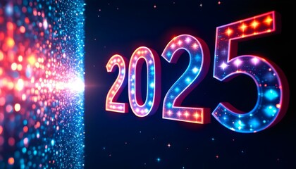 stylish futuristic 3D 2025 year text effect