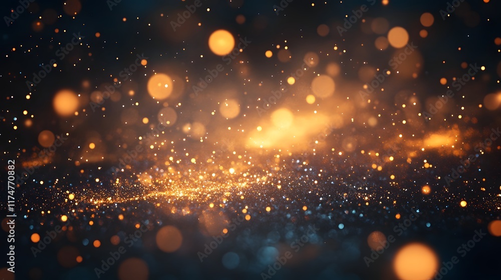 Poster dazzling display of golden light glittering sparks and shimmering particles bursting forth against a