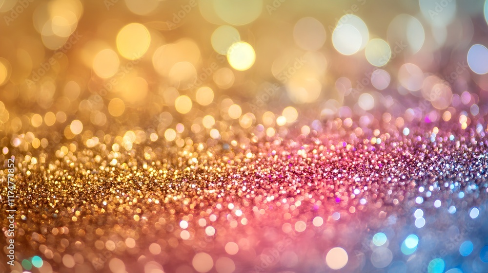 Poster glittering iridescent metallic bokeh lights create a captivating abstract colorful glowing and shimm