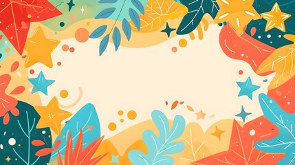 Obraz premium Vibrant Autumn Leaves and Floral Decor in Festive Border Frame