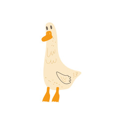 Goose character isolated on white background. Vector hand drawn flat illustration