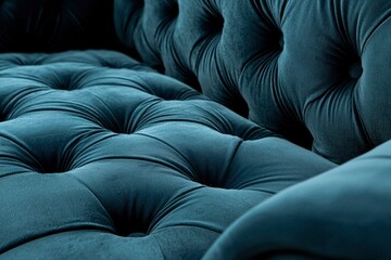 Obraz premium Teal Velvet Sofa Upholstery Button Detail