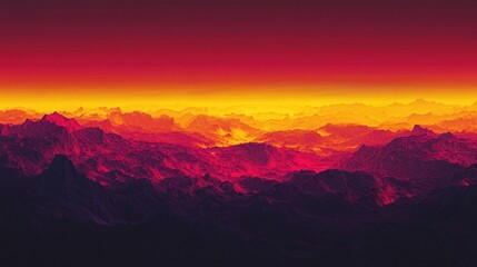 Obraz premium Wide panoramic design with a gradient of yellow, red, and amber, combined with rough noise textures and glowing light accents for a bold aesthetic