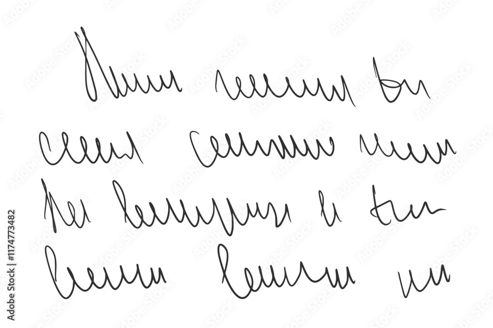 Poster handwritten scribble ink letter on paper. freehand text note. unreadable doodle write by pen isolate