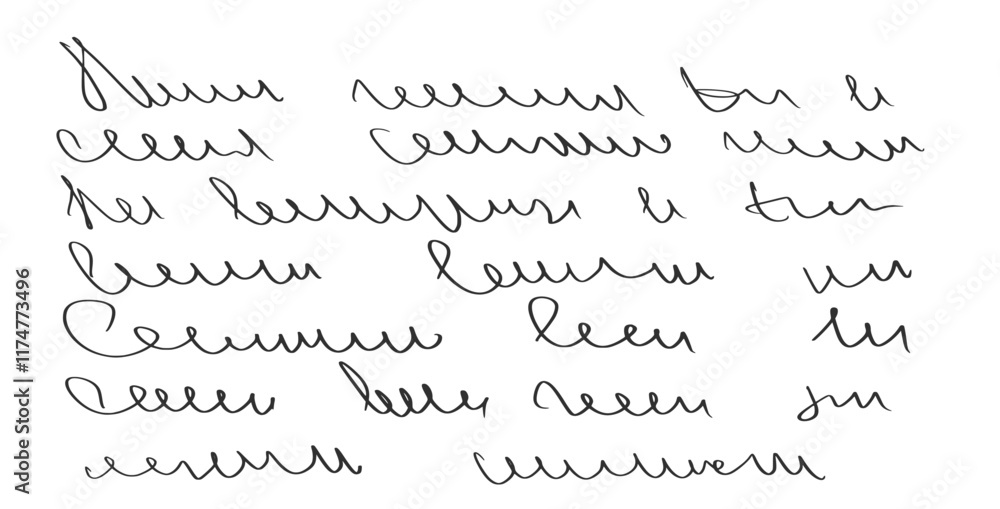 Fototapete handwritten scribble letter. freehand text note. unreadable doodle write by pen isolated on white ba