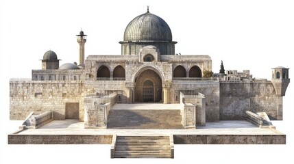 Fototapeta premium The Dome of the rock, Al-Aqsa Mosque, Jerusalem , Palestine.isolated on white 