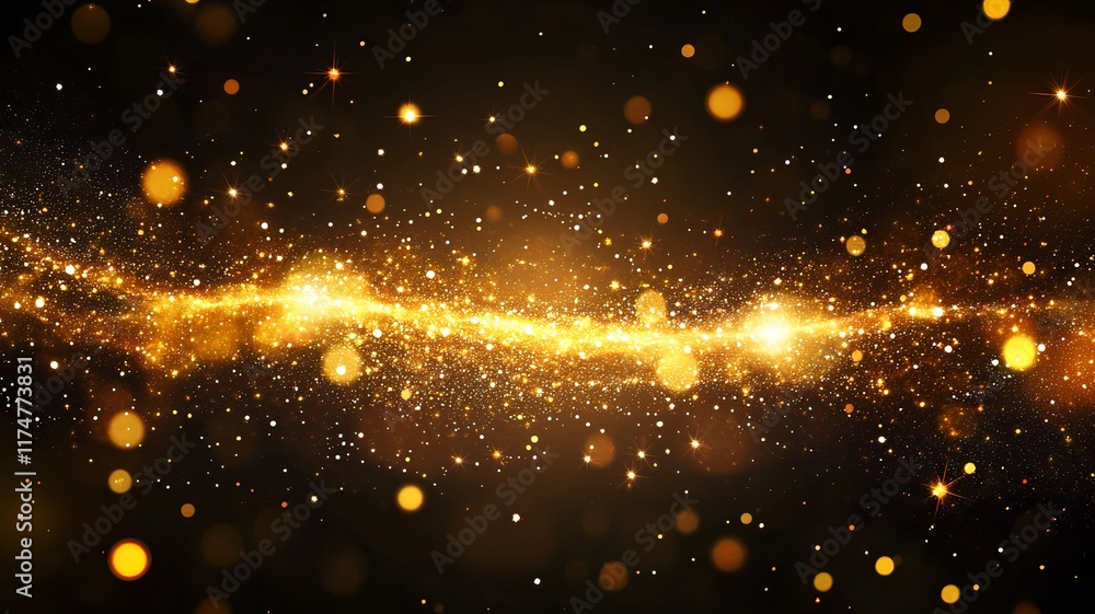 Poster mesmerizing and ethereal backdrop featuring a shimmering glowing display of cosmic elements like sta