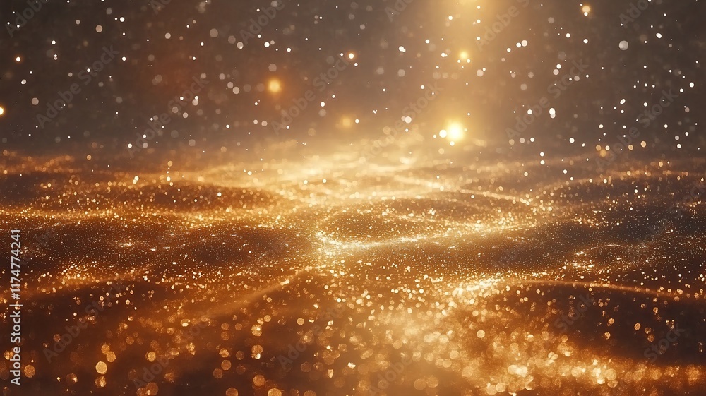 Poster mesmerizing cosmic glowing particles swirling in a luminous celestial dreamscape creating a mystical