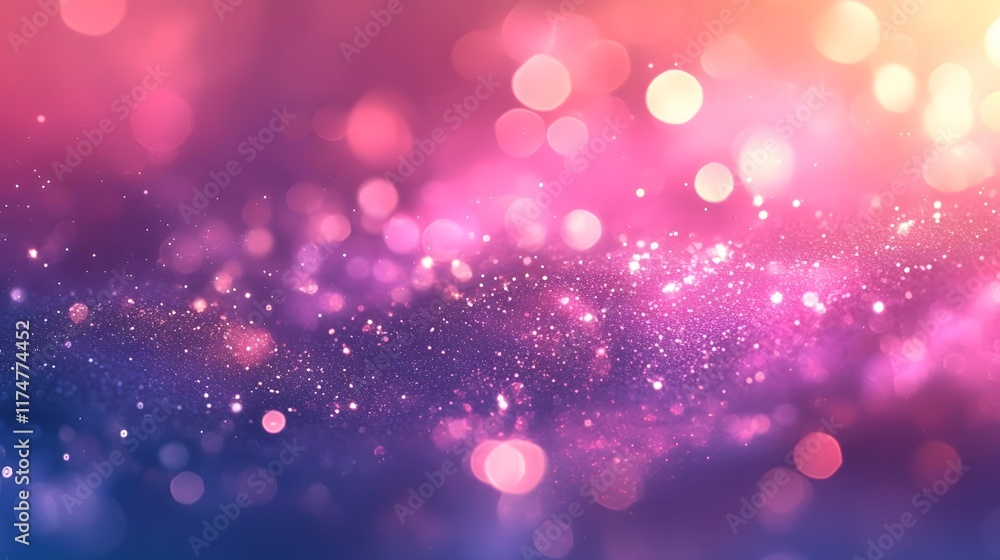 Poster vibrant glowing celestial bokeh lights abstract shimmering gradient background dazzling fantasy gala