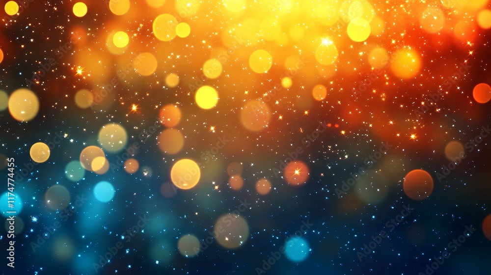 Poster bursting luminous sparkles shimmering glitters and dazzling bokeh lights on a dark abstract backgrou