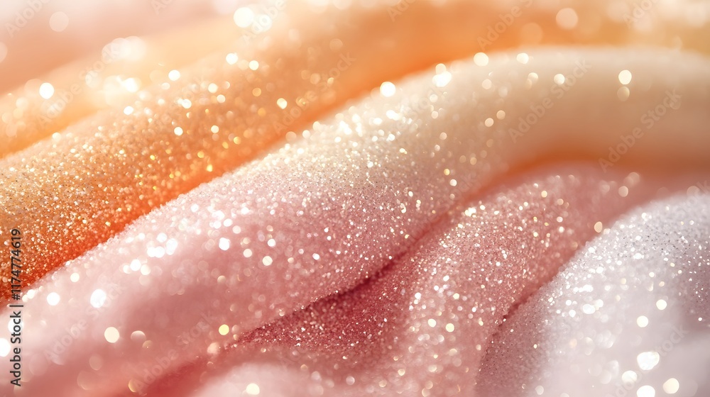 Poster mesmerizing abstract background with radiant iridescent textures soft curving patterns and a glitter