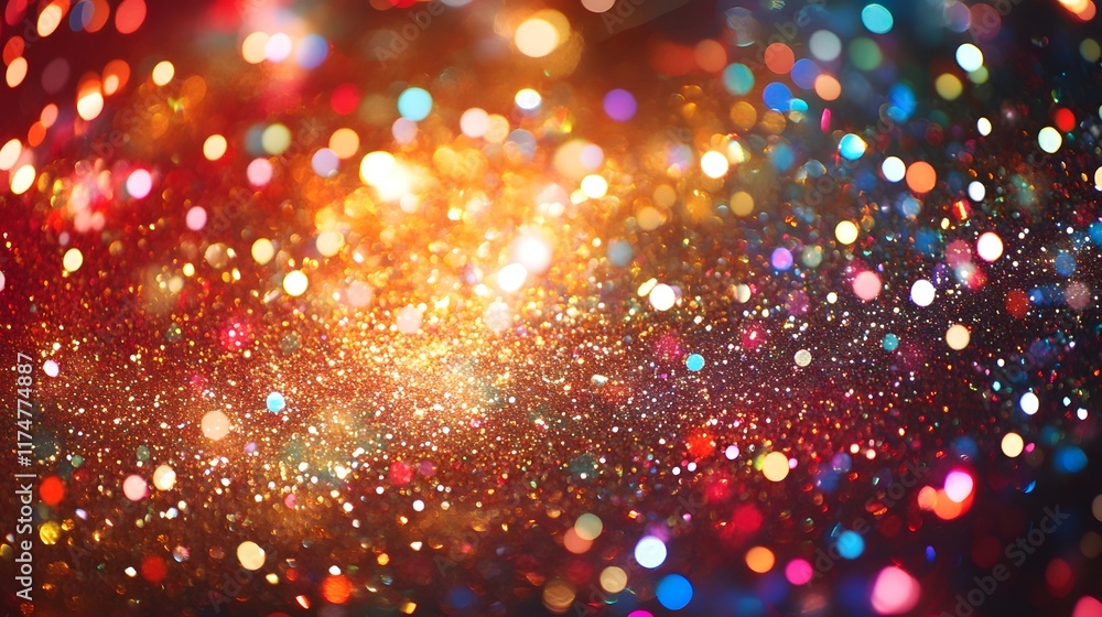 Poster striking background of vibrant shimmering and sparkling bokeh lights in a or festive atmosphere colo
