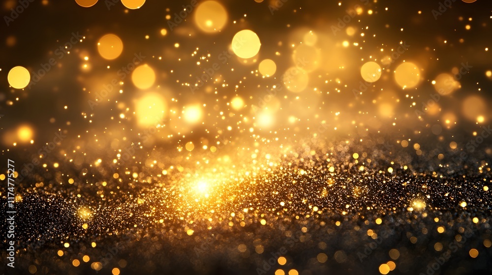 Poster shimmering golden glitter abstract background with sparkling lights confetti and a festive concept e