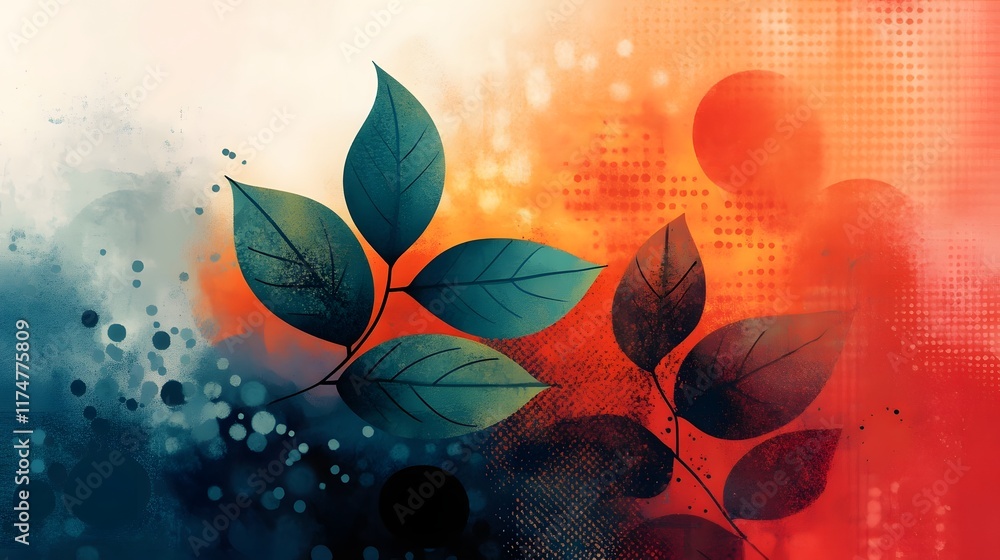 Poster vibrant abstract fall foliage with colorful natural textures and patterns autumn leaves background i