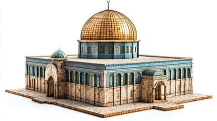 Obraz premium The Dome of the rock, Al-Aqsa Mosque, Jerusalem , Palestine.isolated on white 