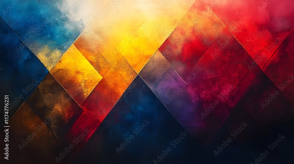 Poster mesmerizing geometric abstract pattern with vibrant color gradient composition dynamic modern and co