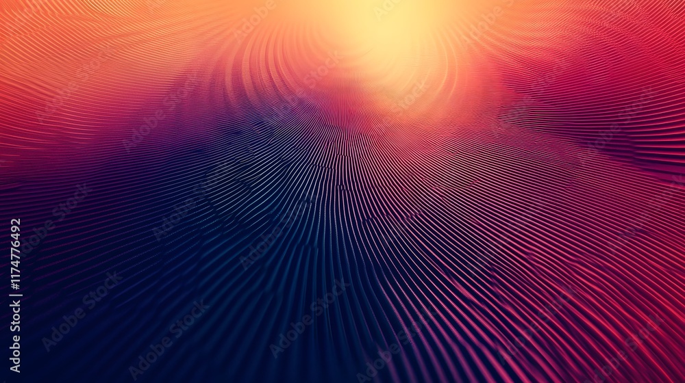 Poster mesmerizing fluid vortex in vibrant gradient sunset landscape abstract digital 3d with dynamic waves