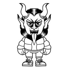 Mascot character design cartoon krampus outline