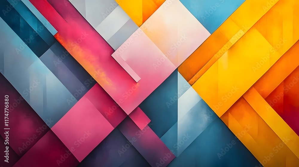 Poster overlapping geometric shapes in a vibrant color contrast composition create a dynamic modern and vis