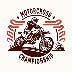 Decorative Motocross Championship Emblem Featuring Rider on Motorcycle in Action