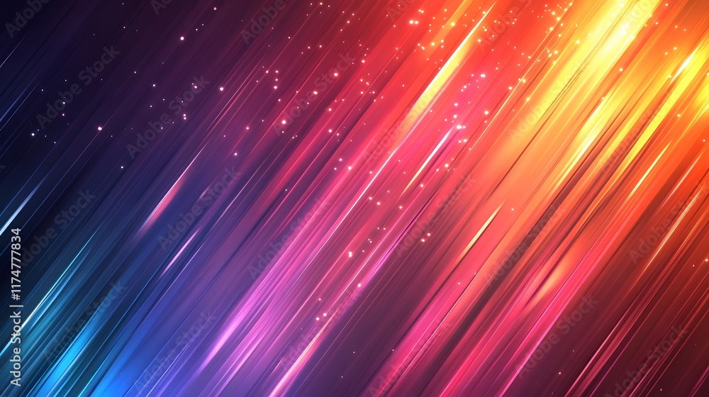 Poster captivating abstract image of flowing dynamic light trails and bursts of energy streaking through a 