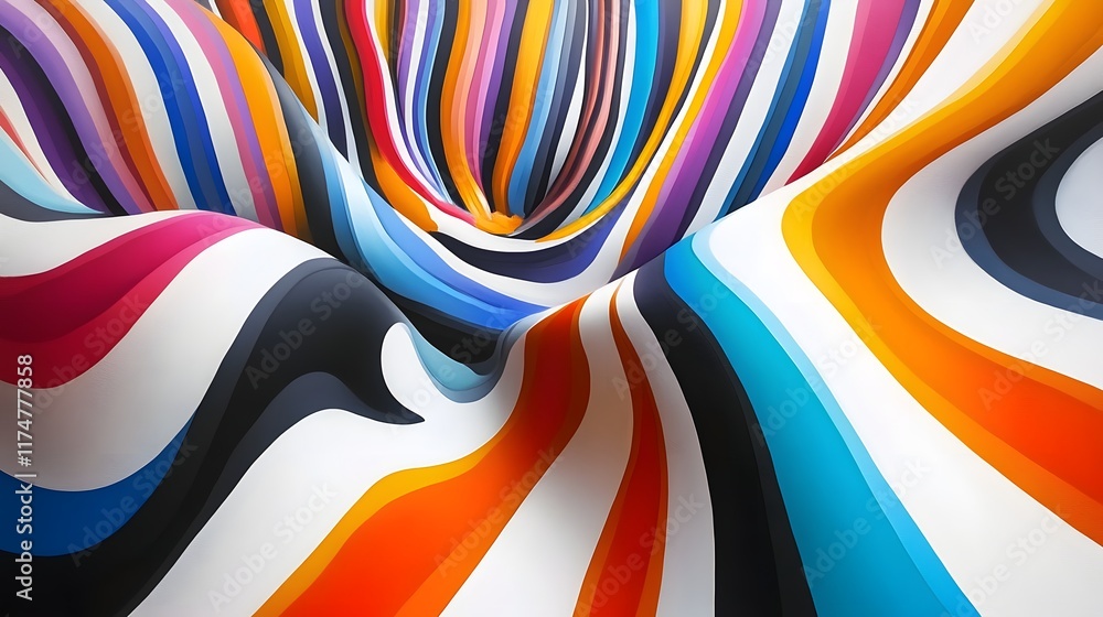 Aufkleber vibrant and mesmerizing abstract optical art with a futuristic feel featuring dynamic lines fluid re