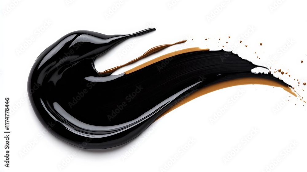 Poster liquid black and brown swirl: abstract art featuring a dynamic swirl of black and brown liquid, crea